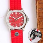 Super clone Patek Philippe Aquanaut Luce Ladies watch Bezel Diamond -set Coral Red Dial